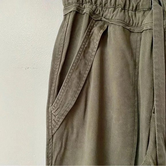 McGuire Olive Green Paperbag Crop Pants Tencel Blend High Rise Size 27 - Picture 4 of 12